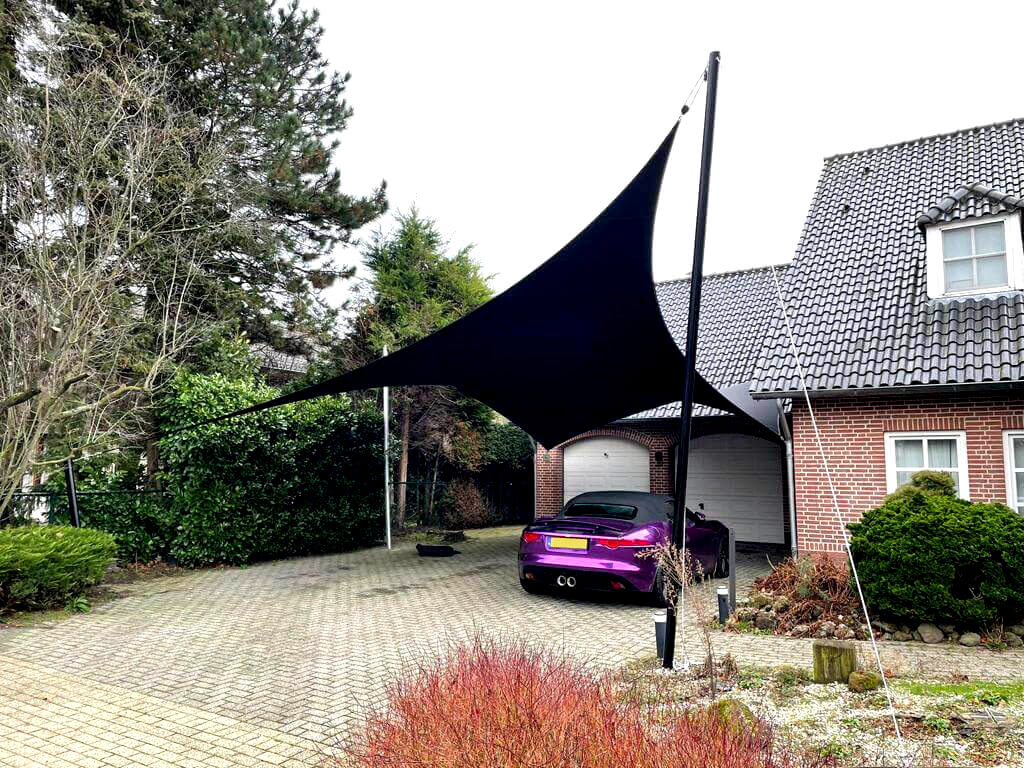 Luxe zwarte zeildoek carport overkapping Eindhoven